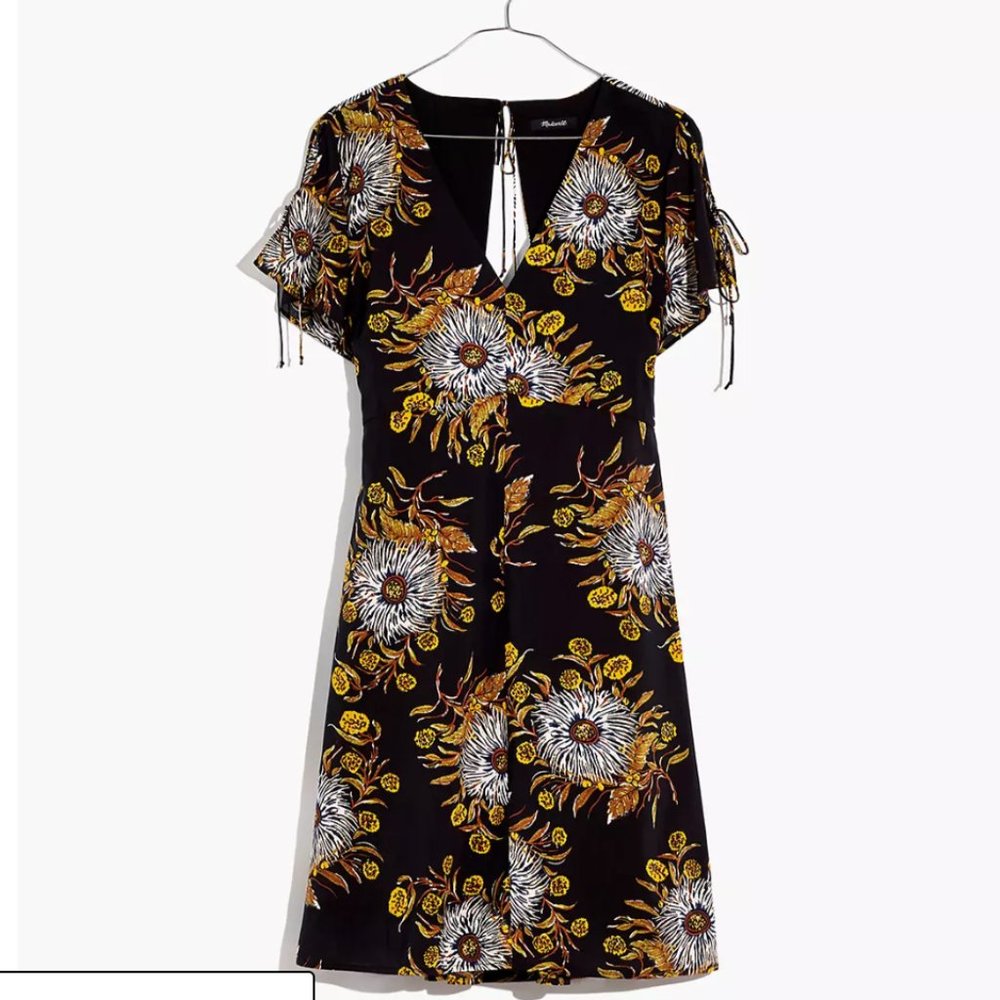Madewell Open-Back Mini Dress in Painted Blooms, size M